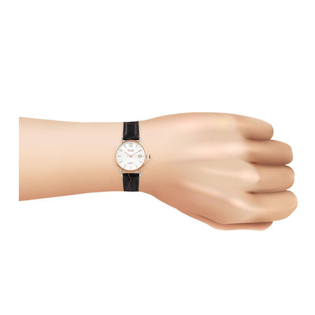 Omax Women's White Round Dial With Black Plain Strap Analog Watch, HDL07R35I - Image 2