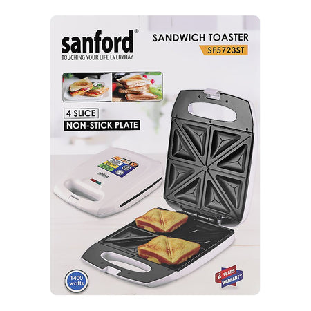 Sanford 4 Slice Non-Stick Plate Sandwich Toaster, 1400W, 220-240V, SF-5723ST - Image 3