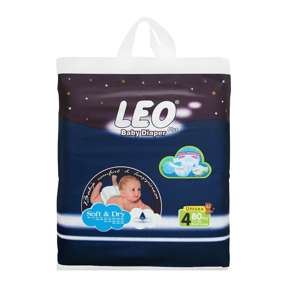 Leo Plus Soft & Dry Baby Diaper Large No. 4, 7-18Kg, 80-Pack - Main Image