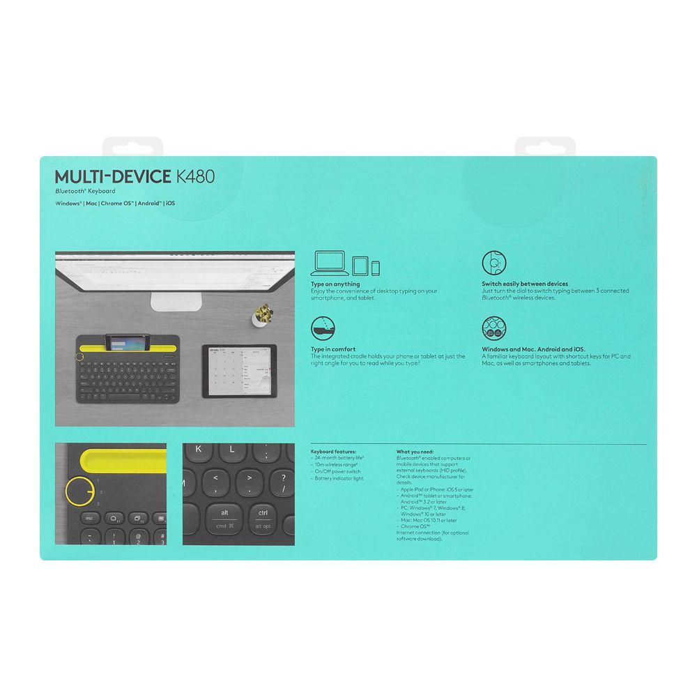 Logitech Bluetooth Multi-Device Keyboard, White, K480 - Image 4