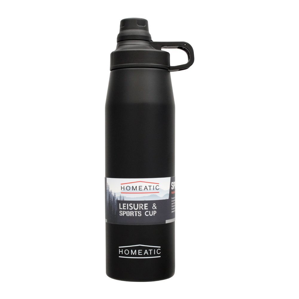 Homeatic Steel Sports Water Bottle, Black, 900ml, KD-1006 - Main Image