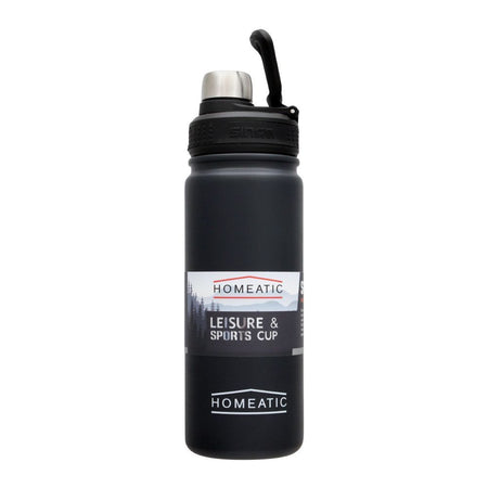 Homeatic Steel Sports Water Bottle, Black, 650ml, KD-859 - Main Image
