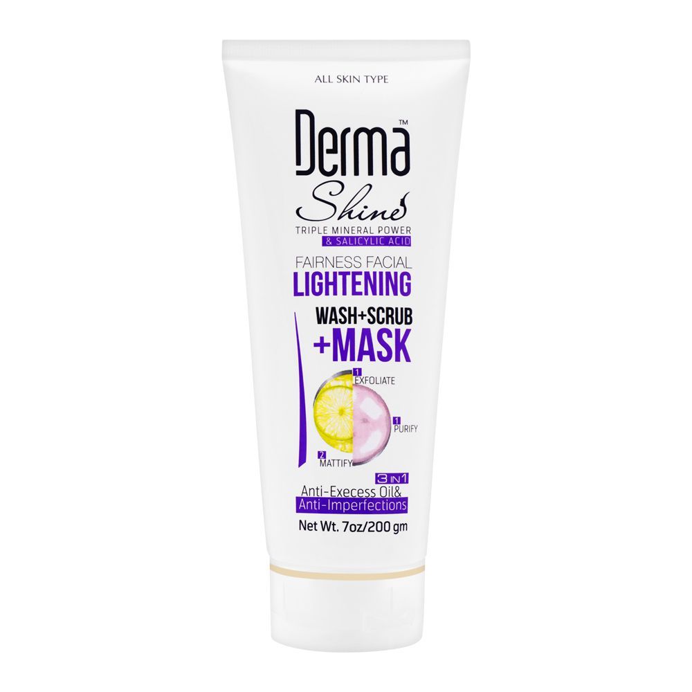 Derma Shine Fairness Facial Lightening Wash + Scrub + Mask, 200g - Main Image