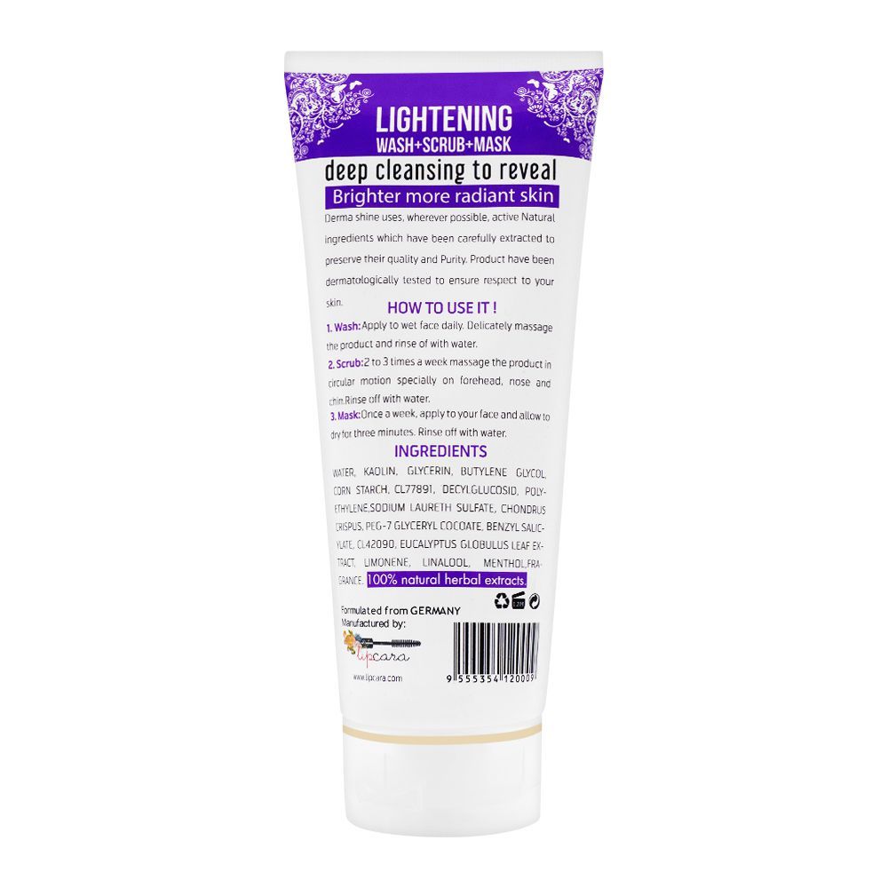 Derma Shine Fairness Facial Lightening Wash + Scrub + Mask, 200g - Image 2