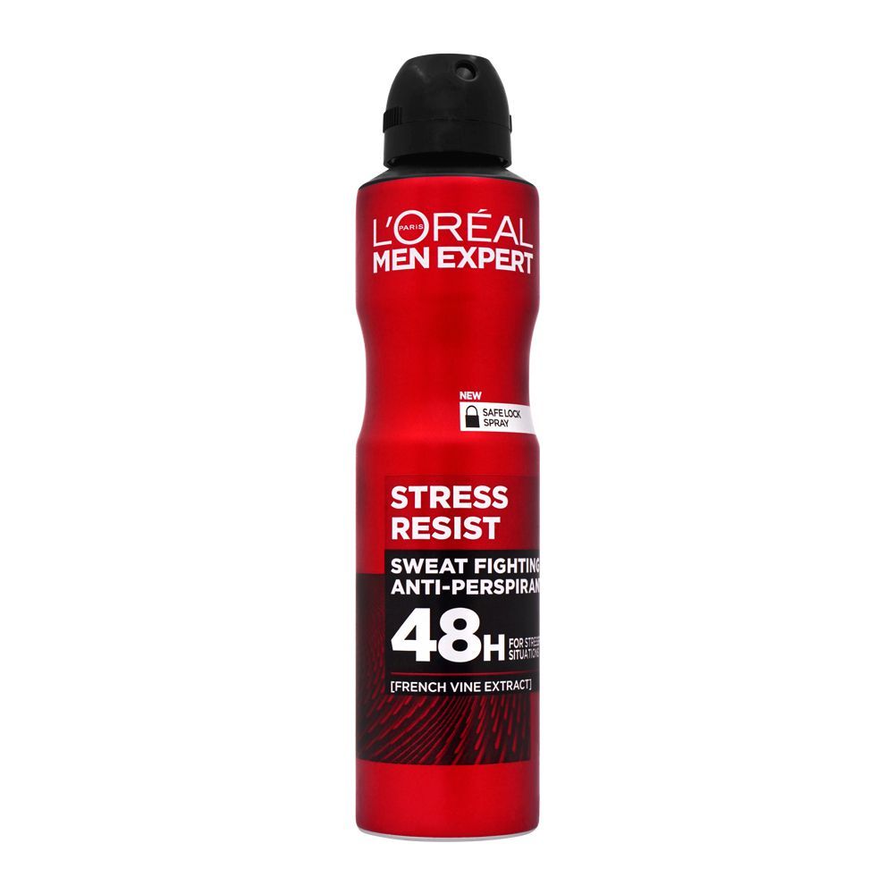 L'Oreal Paris Men Expert Stress Resist Sweat Fighting Anti-Perspirant Deodorant, 250ml - Main Image