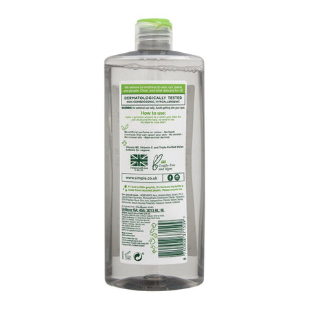 Simple Kind To Skin Micellar Cleansing Water, For Sensitive Skin, 400ml - Image 2