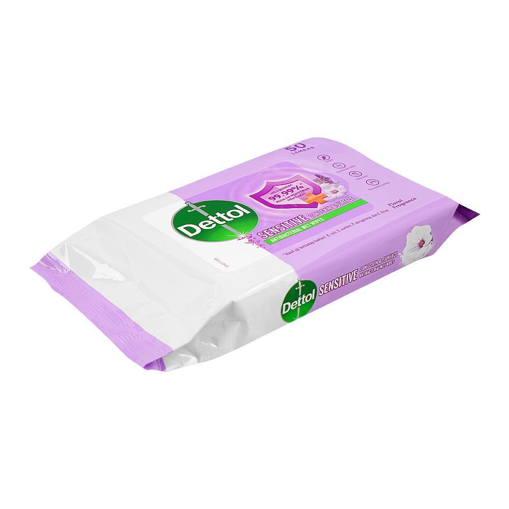 Dettol Sensitive 2-In-1 Skin & Surface Antibacterial Wet Wipes, 50-Pack - Main Image