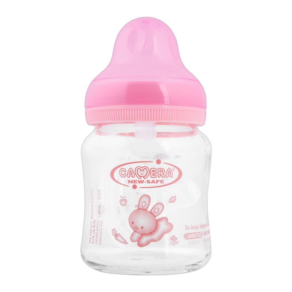 Camera Hi-Heat Resistant Glass Feeding Bottle, Wide Neck, 120ml, 22014 - Main Image