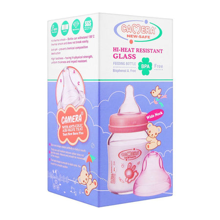 Camera Hi-Heat Resistant Glass Feeding Bottle, Wide Neck, 120ml, 22014 - Image 2