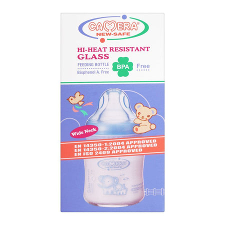 Camera Hi-Heat Resistant Glass Feeding Bottle, Wide Neck, 120ml, 22014 - Image 3