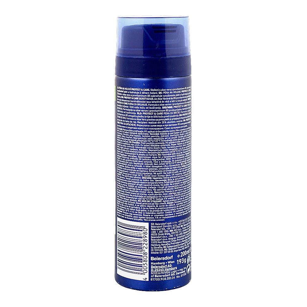 Nivea Men Protect & Care With Aloe Vera Shaving Foam, 200ml - Image 2