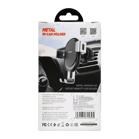 Hoco CA56 Metal Armour Air Outlet Gravity Care Mobile Holder, Black Silver - Image 5