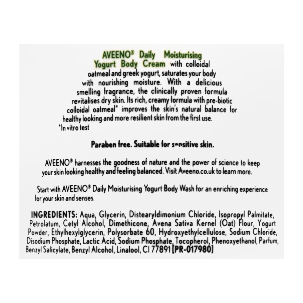 Aveeno Daily Moisturising Yogurt Body Cream, Normal To Dry Skin, 300ml - Image 3