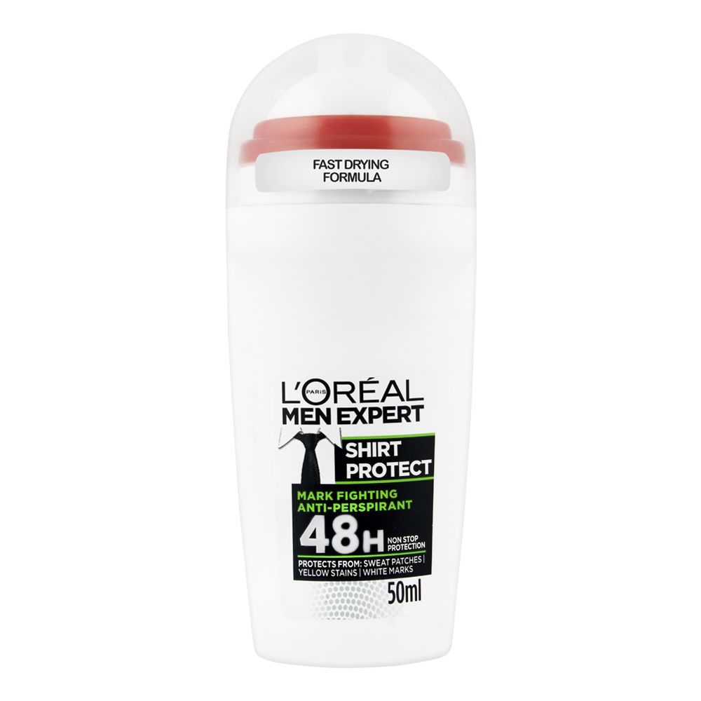 L'Oreal Paris Men Expert Shirt Protect 48H Anti Perspirant Roll-On Deodorant, 50ml - Main Image