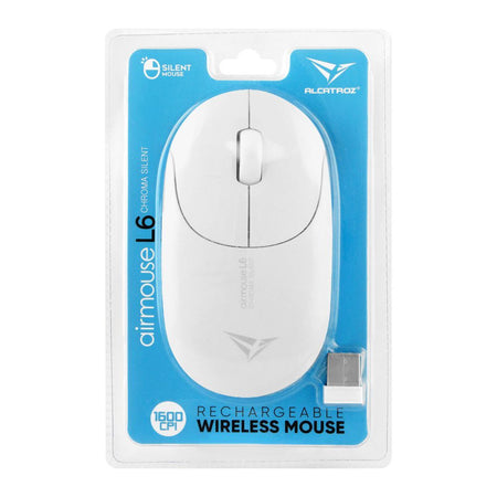 Alcatroz Airmouse L6 Chroma Silent Rechargeable Wireless Mouse, White - Image 2