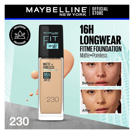 Maybelline New York Fit Me Matte & Poreless Liquid Foundation, SPF20, 30ml, 230 Natural Buff - Main Image