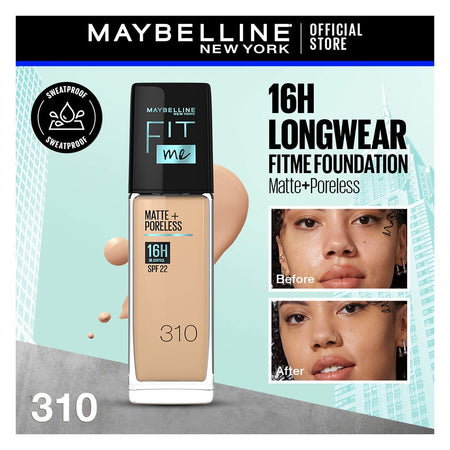 Maybelline New York Fit Me Matte + Poreless SPF 22 Foundation, 310 Sun Beige, 30ml - Main Image
