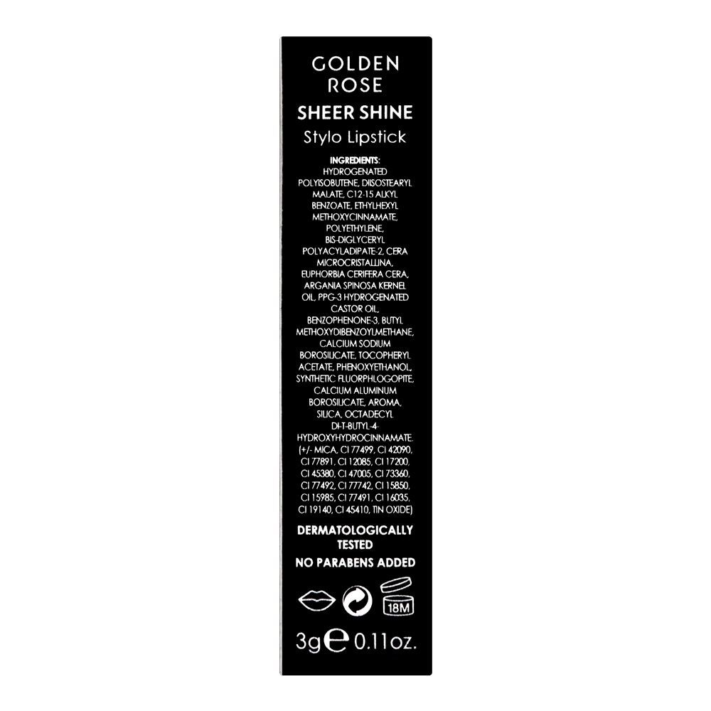Golden Rose Sheer Shine SPF 25 Stylo Lipstick, 25 - Image 4