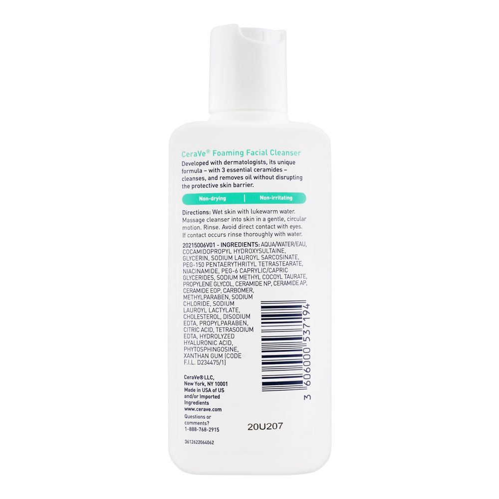 CeraVe Foaming Facial Cleanser, Normal To Oily Skin, 87ml - Image 2