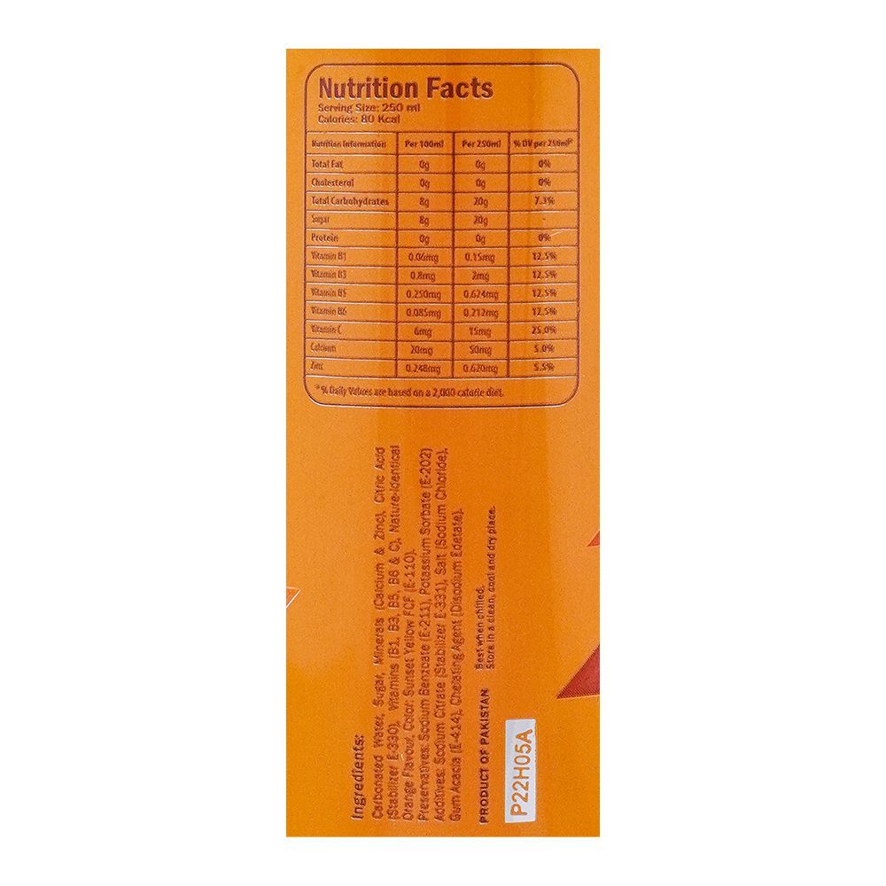 Vitamin Water Carbonated Orange Drink Can, 250ml - Image 3