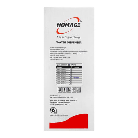 Homage Water Dispenser Without Refrigerator Cabinet, White, HWD-49331 - Image 3