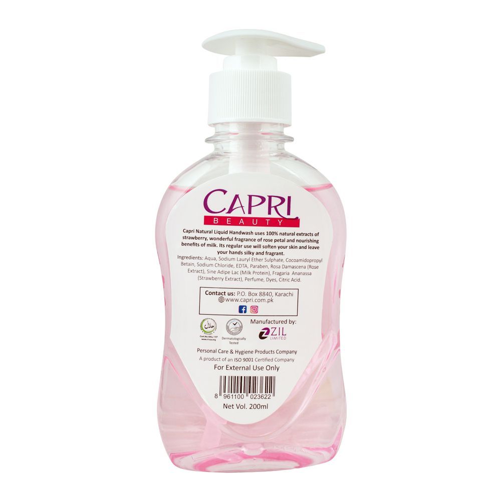 Capri Beauty Strawberry Softeners Rose Petal & Milk Protein Moisturizing Hand Wash, 200ml - Image 2