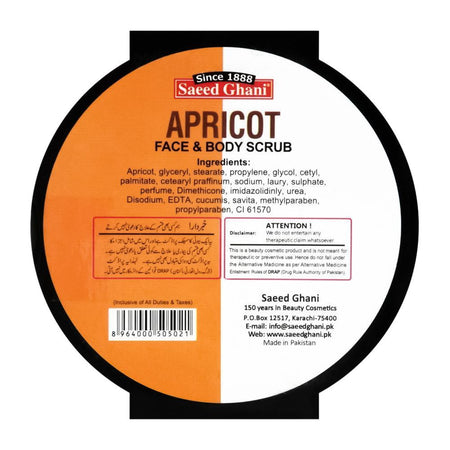 Saeed Ghani Apricot Face & Body Scrub, All Skin Types, 150g Image 3