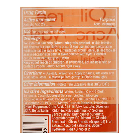 Neutrogena Oil-Free Micro Clear Acne Wash Pink Grapefruit Facial Cleanser, 269ml - Image 3