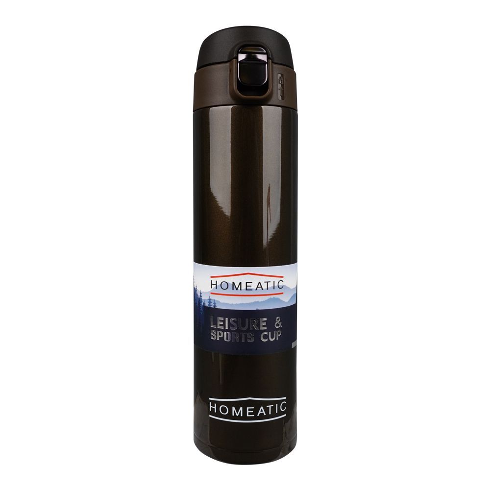 Homeatic Steel Water Bottle, 500ml Capacity, Brown, KD-837 - Main Image