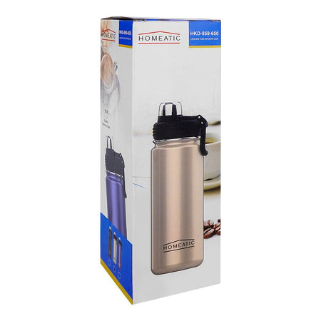 Homeatic Stainless Steel Water Bottle, Leisure & Sports Fashion Cup, 650ml, Golden, KD-859 - Image 4