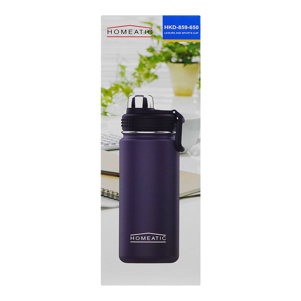 Homeatic Stainless Steel Water Bottle, Leisure & Sports Fashion Cup, 650ml, Golden, KD-859 - Image 5