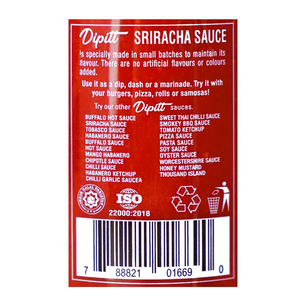 Dipitt Sriracha Extra Hot Sauce, 510g - Main Image