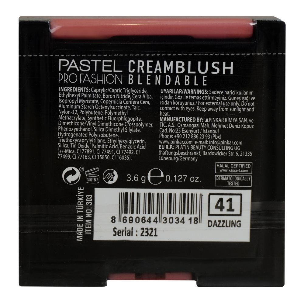 Pastel Pro Fashion Blendable Cream Blush, 3.6g, 41 Dazzling - Image 3