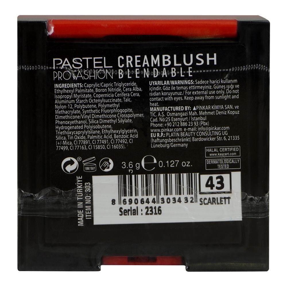 Pastel Pro Fashion Blendable Cream Blush, 3.6g, 43 Scarlett - Image 3