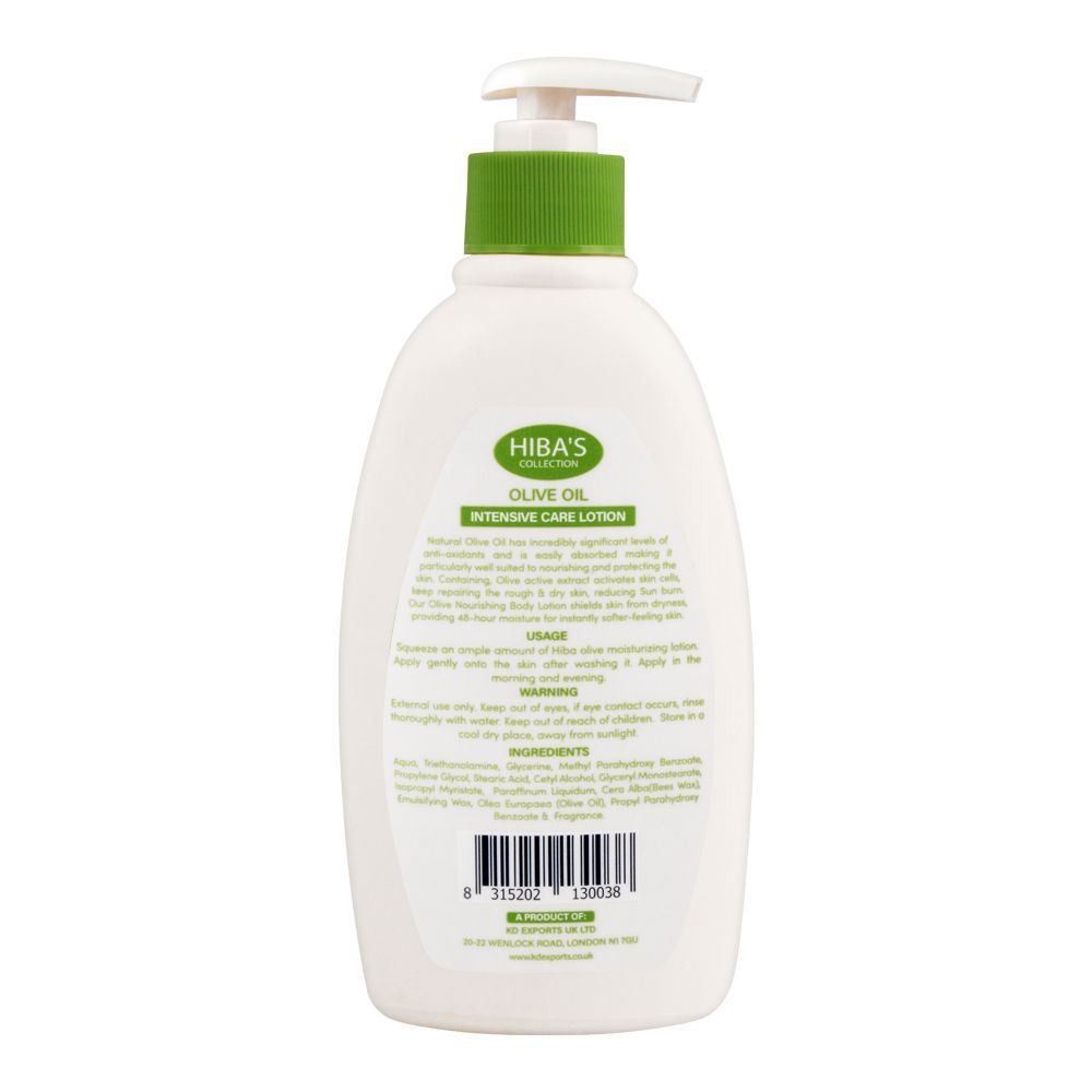 Hiba's Collection Olive Oil Intensive Moisturizing Lotion, Dry & Sensitive Skin, 300ml - Image 2