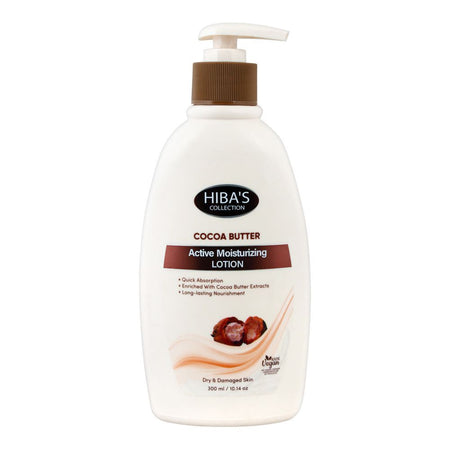 Hiba's Collection Cocoa Butter Active Moisturizing Lotion, Dry & Damaged Skin, 300ml - Main Image