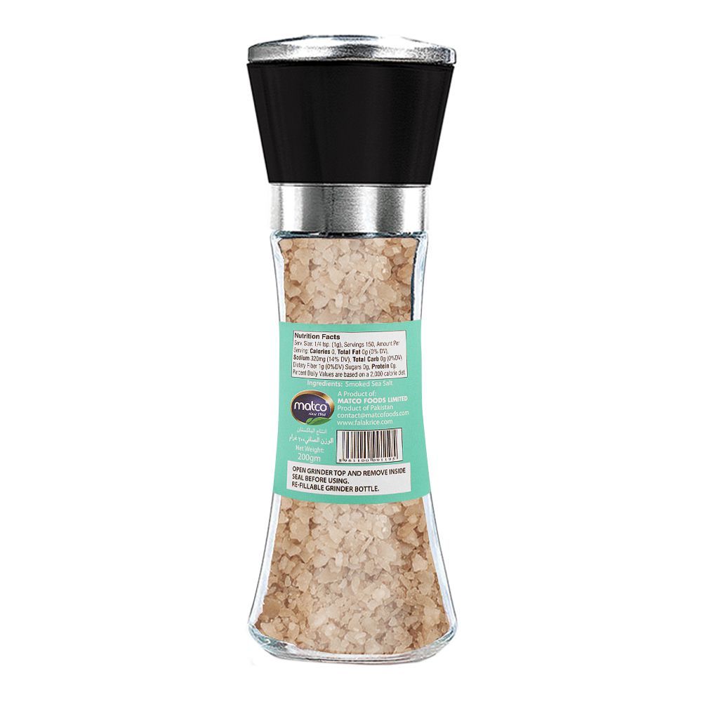 Falak Smoked Sea Salt, 200g, Grinder Bottle - Image 3