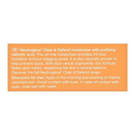 Neutrogena Clear & Defend Clinically Proven Oil-Free Moisturiser, For Spot-Prone Skin, 50ml - Image 3