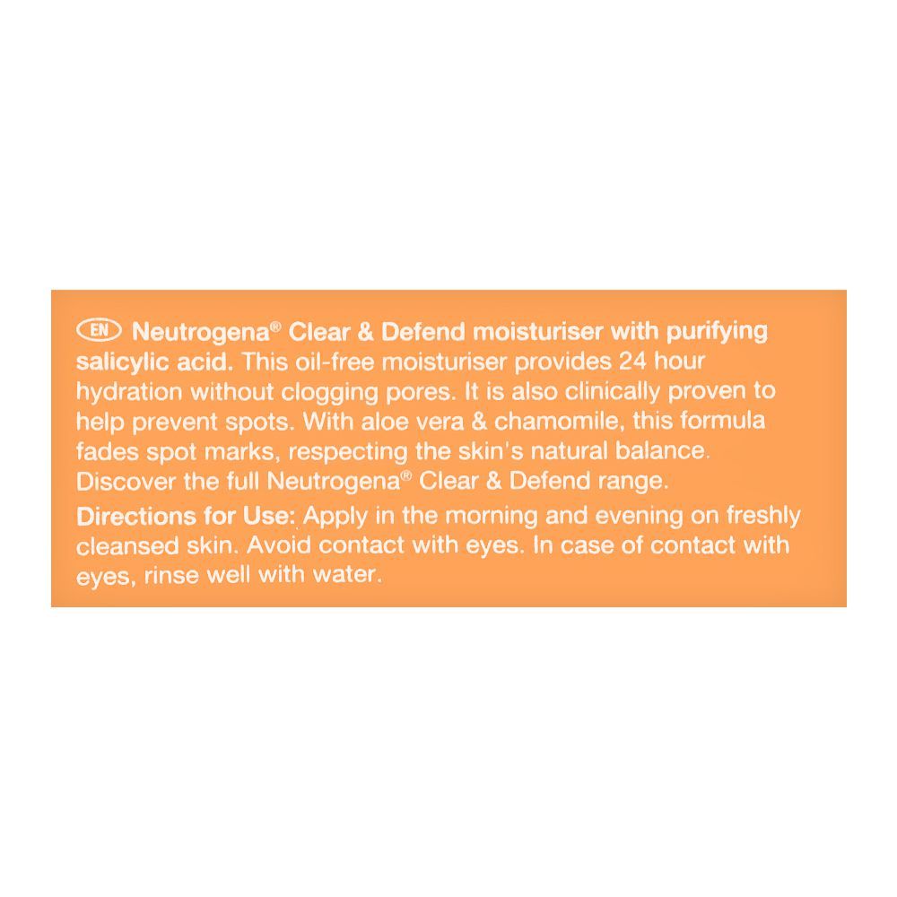 Neutrogena Clear & Defend Clinically Proven Oil-Free Moisturiser, For Spot-Prone Skin, 50ml - Image 3
