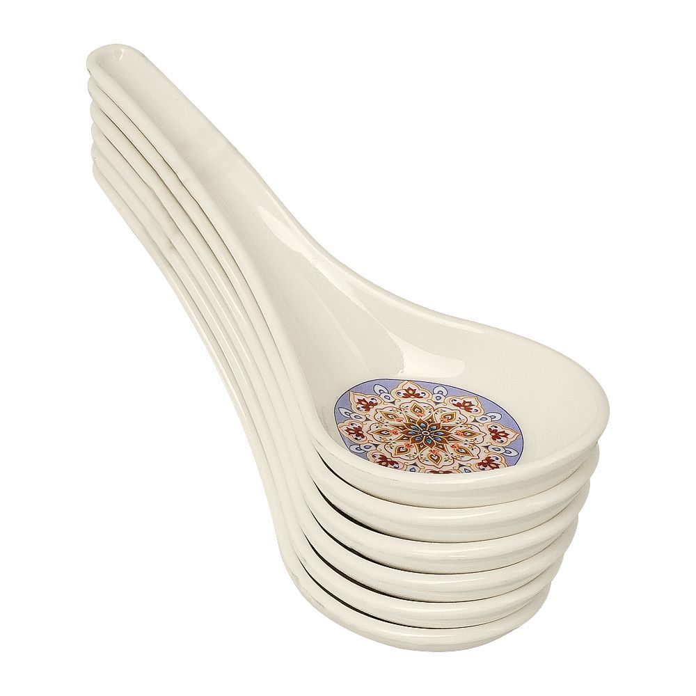 Sky Melamine Soup Spoons, Golden, Elegant Cutlery Set, Durable Design, 6-Pack - Main Image