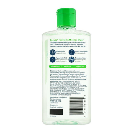 CeraVe Hydrating Micellar Water Ultra Gentle Cleanser, 296ml - Image 2