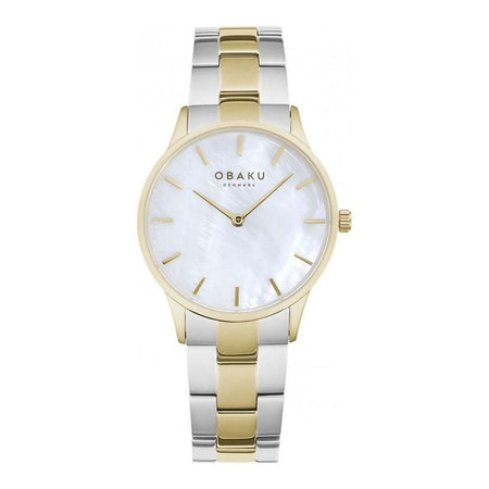 Obaku Women's White Round Dial With Two Tone Bracelet Analog Watch, V247LXGWSF - Main Image