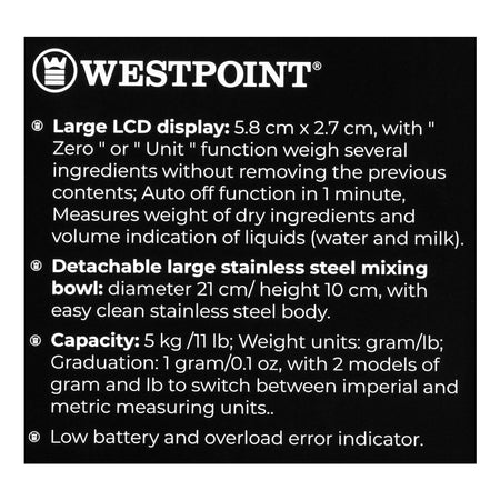 West Point Deluxe Kitchen Scale, WF-4360 - Image 6