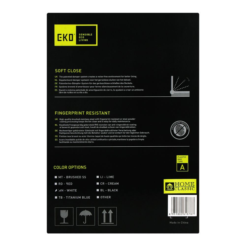 EKO Maggey Step Dustbin, 12 Liters, White, EK9213-12L - Image 5