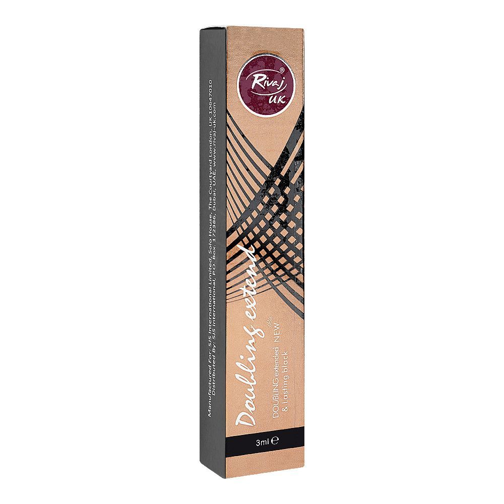 Rivaj UK Doubling Extended & Lasting Black Mascara, 3ml - Image 2