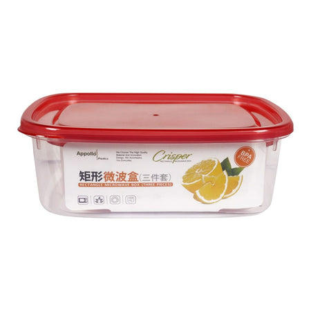 Appollo Crisper Microwave Food Container, 3-Piece Set, Small, Red - Image 2
