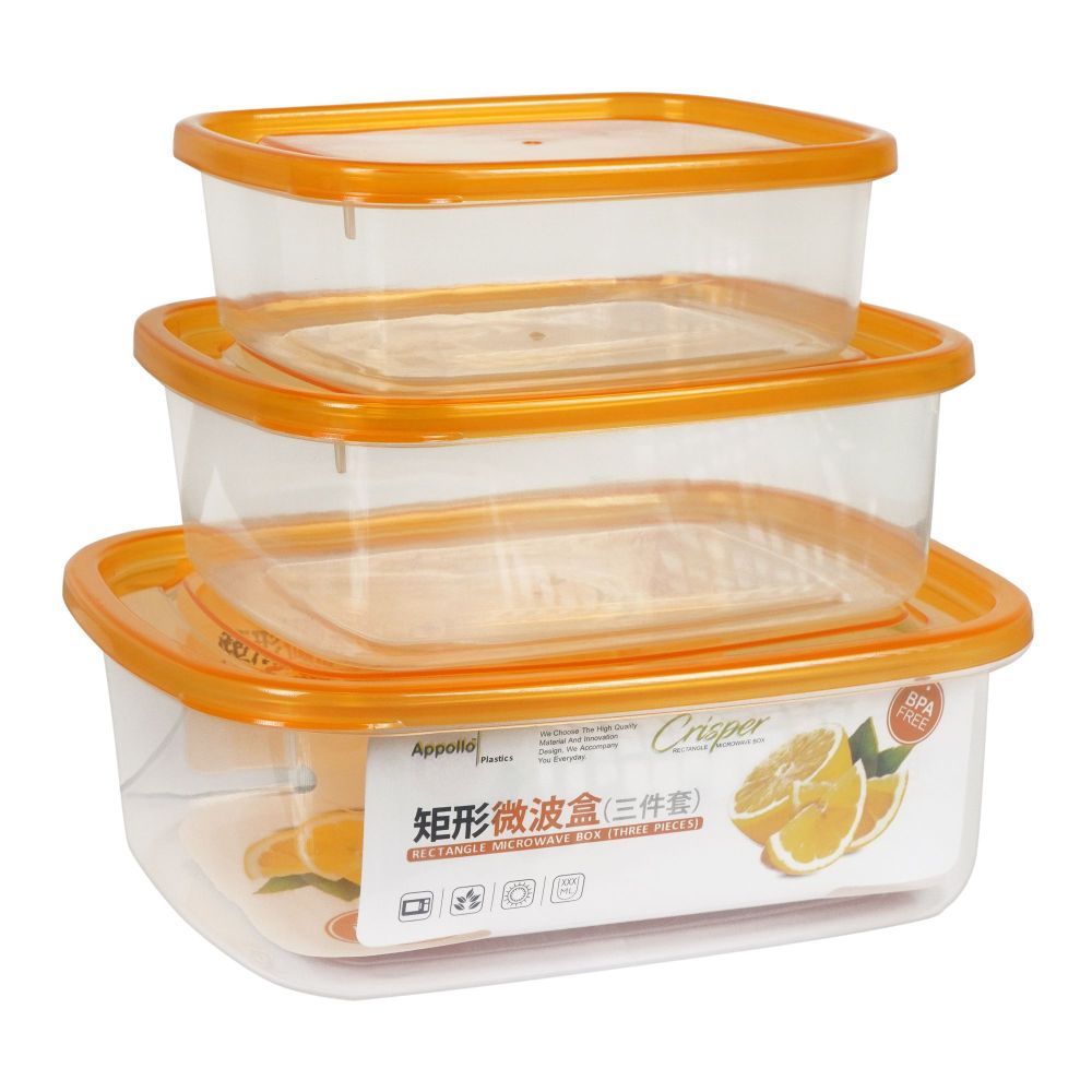 Appollo Crisper Microwave Food Container, 3-Piece Set, Small, Orange - Main Image