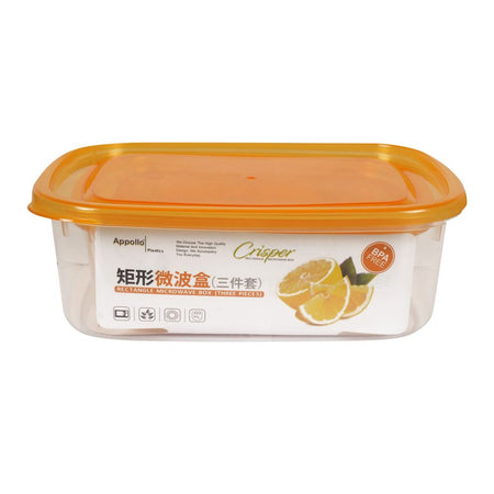 Appollo Crisper Microwave Food Container, 3-Piece Set, Small, Orange - Image 2