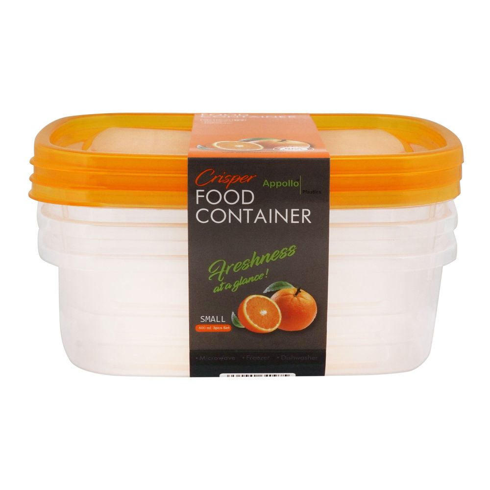 Appollo Crisper Microwave Food Container, 3-Piece Set, Small, Orange - Image 3