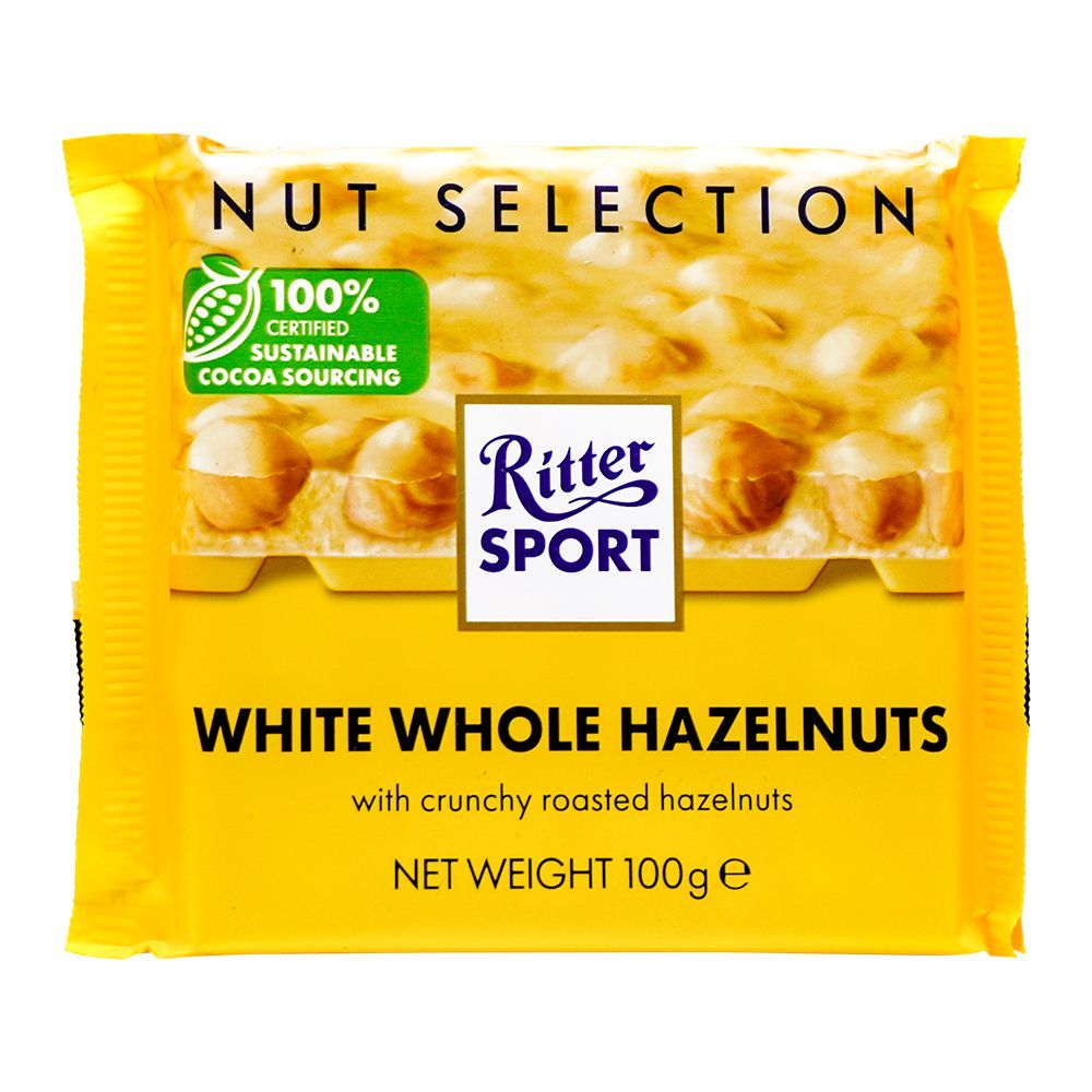Ritter Sport White Whole Hazelnuts, With Crunchy Roasted Hazelnuts, 100g - Main Image